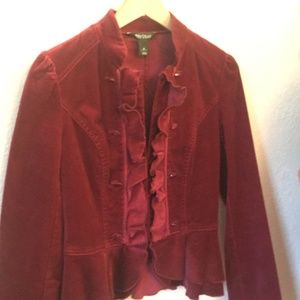 velvet blazer with hook eye closure